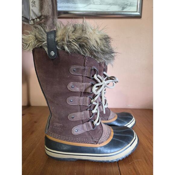 Sorel Joan Of Arctic Winter Boots Womens Size 7 Leather Brown and Black in Color - Picture 1 of 8